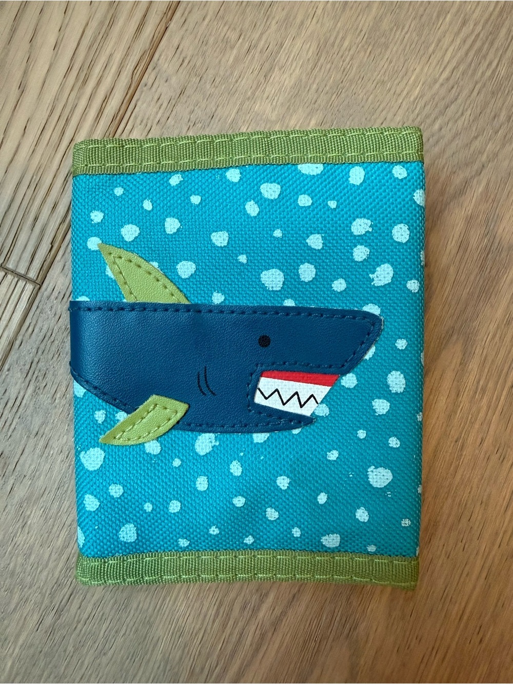 Stephen Joseph Kids Shark Card Wallet - Teal with Navy and Green Accents